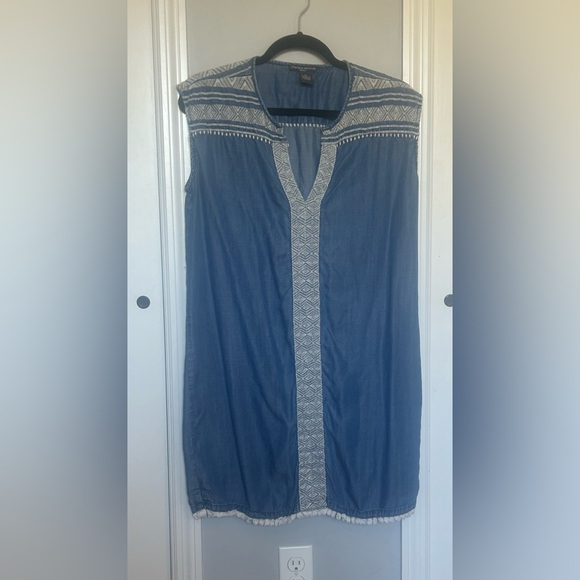 49.  Chelsea & Theodore Blue and White Dress - Picture 1 of 3
